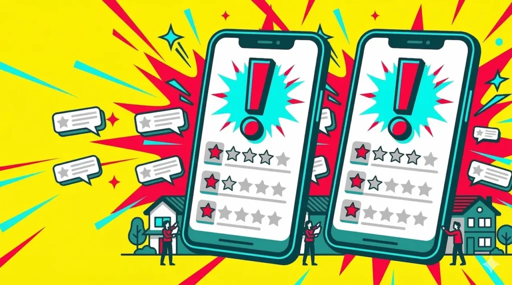 年間棟数が少ない工務店が抱える、Google口コミ獲得の難しさを表すイラスト